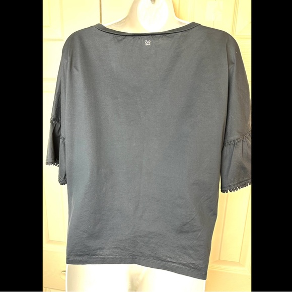 WEEKEND MAXMARA Nerone Bell Sleeve Tee Shirt Top Blouse Blue Mercerized Cotton - Picture 9 of 13